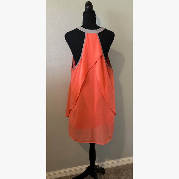 Double Zero Bright Coral Pink Chiffon Layered Dress, size L - Picture 2 of 4